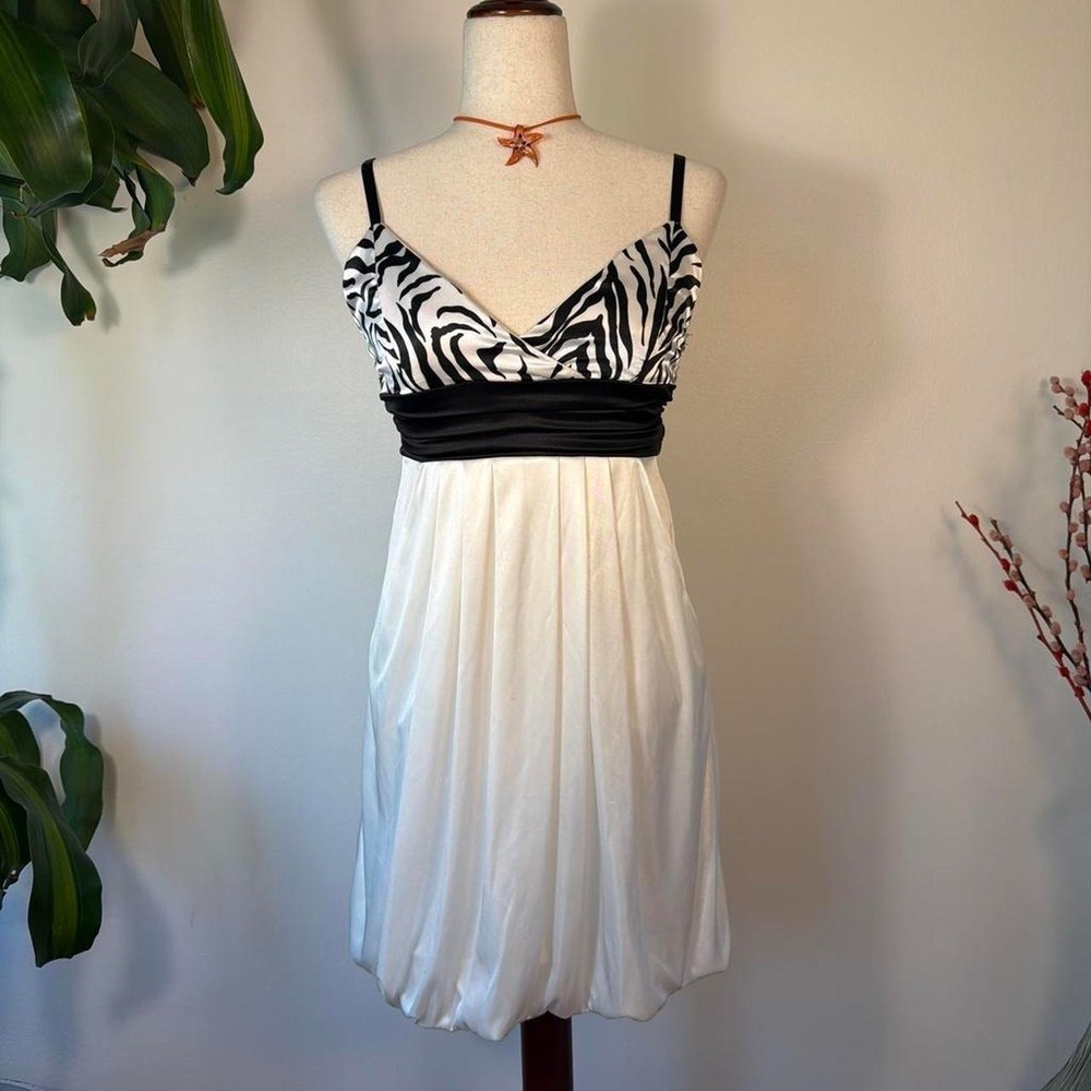 City Triangles Zebra Bubble Dress Y2K Emo Mcbling Homecoming Black White 5/6